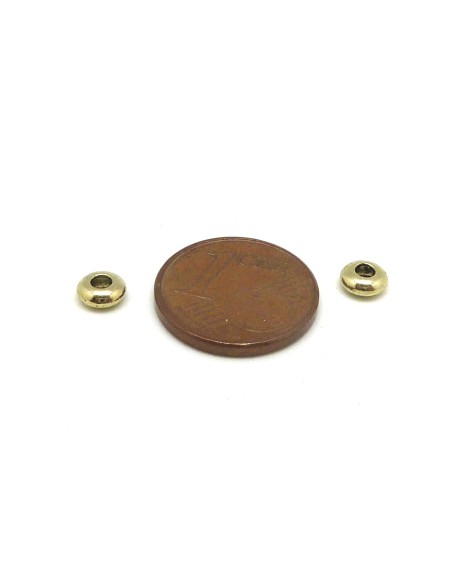 Perle rondelle fine en métal doré pâle