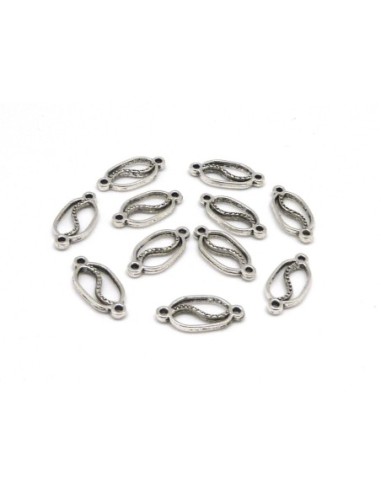 15 Perles connecteur ovale 19mm en métal...