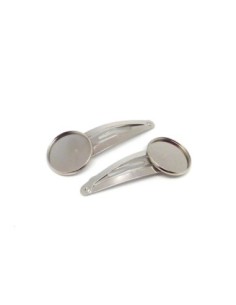 Support cabochon barrette clip pour cabochon de 16mm en métal argenté
