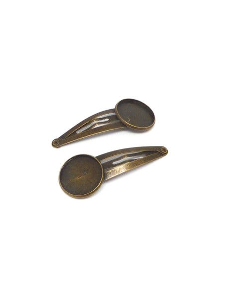 Barrette support cabochon 16mm en métal de couleur bronze
