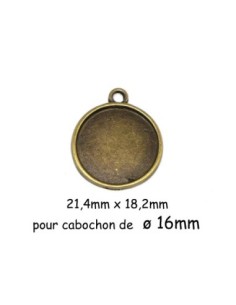 Pendentif rond support pour cabochon de 16mm en métal de couleur bronze