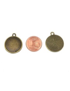 Pendentif rond support pour cabochon de 16mm en métal de couleur bronze 2