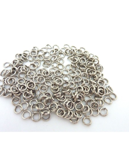140 anneaux de jonction 5mm x 0,9mm en métal argenté