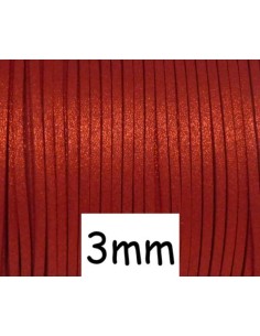 Cordon plat rouge pailleté en daim synthétique
