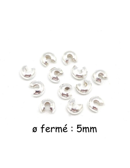 Cache noeud en métal argenté brillant blanc de 5mm