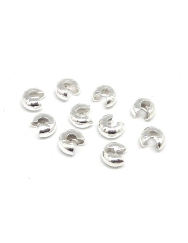 Cache noeud en métal argenté brillant blanc de 5mm