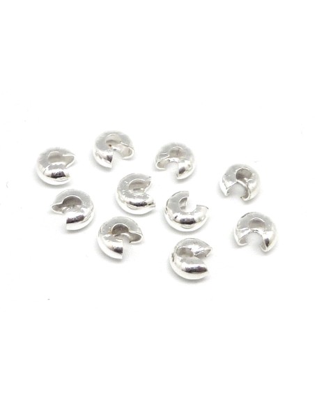 Cache noeud en métal argenté brillant blanc de 5mm