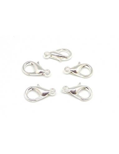 Fermoir Mousqueton argenté blanc 14mm en métal