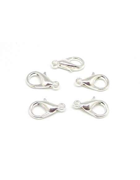 Fermoir Mousqueton argenté blanc 14mm en métal