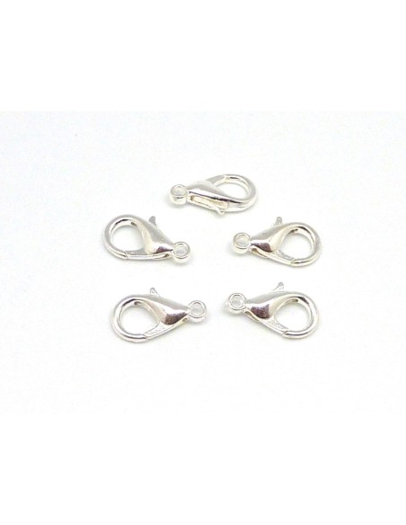 Mousqueton argenté blanc 14mm en métal pas cher