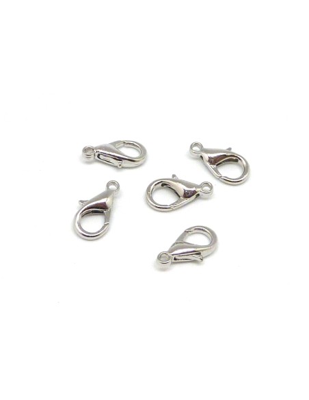 Fermoir 14mm argenté, mousqueton