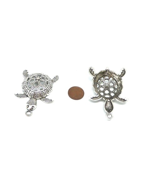 Pendentif tortue en métal argenté
