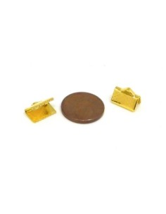 20 Embouts griffe 10mm, serre ruban, lacet, fil cordon en métal doré gravé de points 2