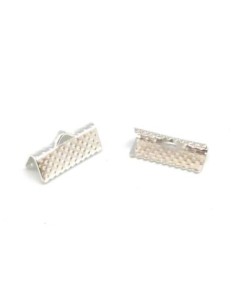 Embout griffe 16mm, serre ruban, lacet, fil cordon en métal argenté brillant blanc gravé de points