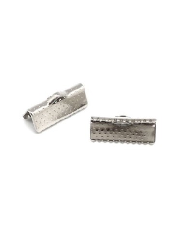 Serre ruban argenté 16mm en métal gravé de points