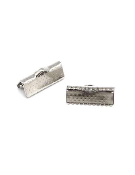 Serre ruban argenté 16mm en métal gravé de points