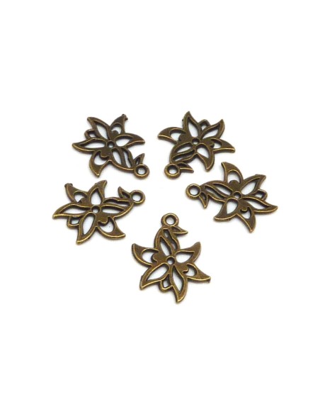 R-10 breloques Fleur soleil étoile 20,2mm en métal de couleur bronze