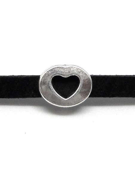 Slide en métal argenté coeur