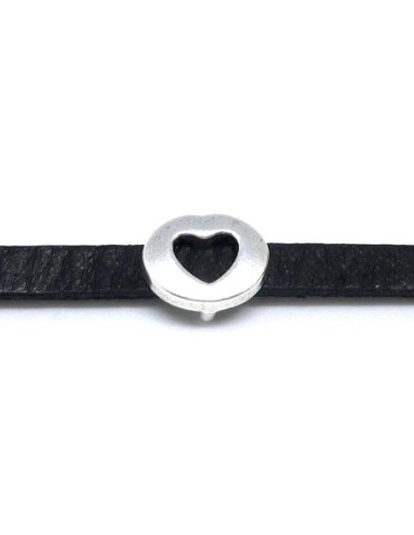 Slide en métal argenté coeur