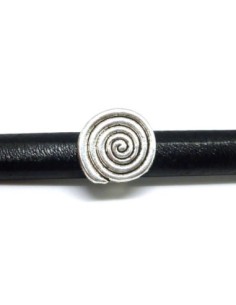 2 perles passant spirale en métal argenté pour cuir regaliz