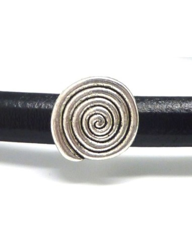 2 perles passant spirale en métal argenté pour...