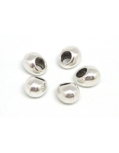 Perle goutte à gros trou en métal argenté