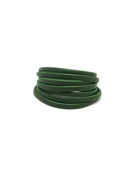 1,2M Cordon plat cuir synthétique bicolore vert grenouille / vert olive 6mm