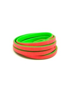Lanière simili cuir bicolore fluo rose et vert 5mm