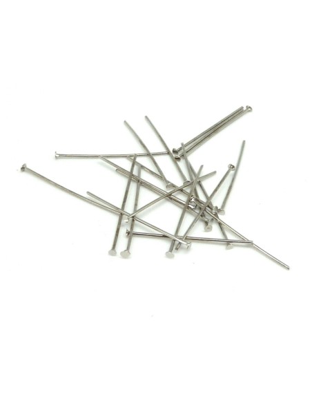Lot de 100 tiges métalliques clous à tête plate 2,2cm en métal argenté