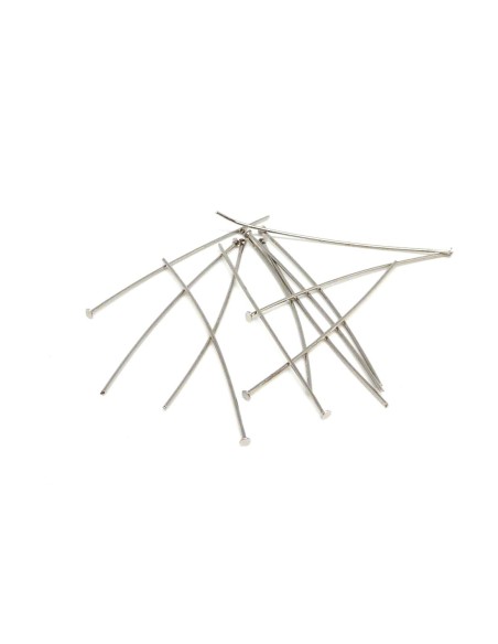 100 tiges métalliques clous à tête plate 4cm en métal argenté