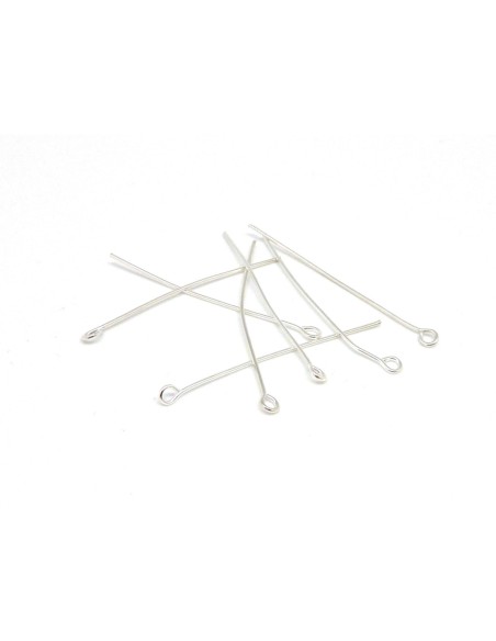 Clou à oeil argenté en métal de 4cm