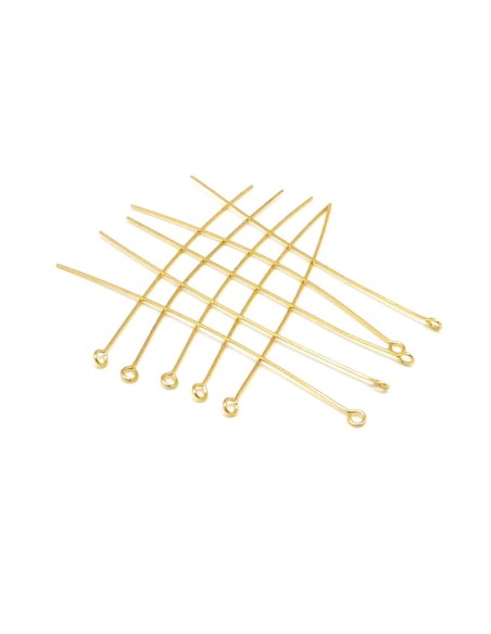 tiges métalliques clous à oeil, oeillet  7cm en métal doré