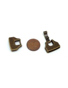 Fermoir clip rectangle manchette pour lanière cuir de 15mm en métal argenté lisse 2