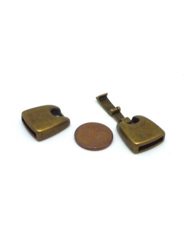 Fermoir clip pour lanière cuir de 12mm en métal de couleur bronze