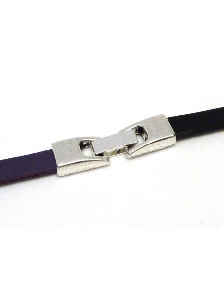 Fermoir clip pour lanière cuir de 6mm en métal argenté