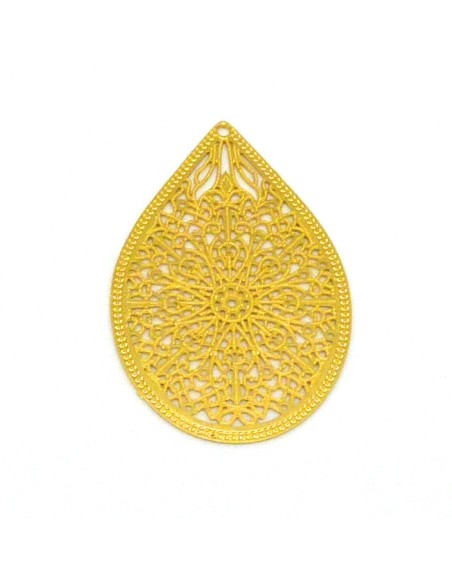 R-2 Estampes pendentifs larme goutte en filigrane très fine, légère et stylisé 35,1mm en métal doré