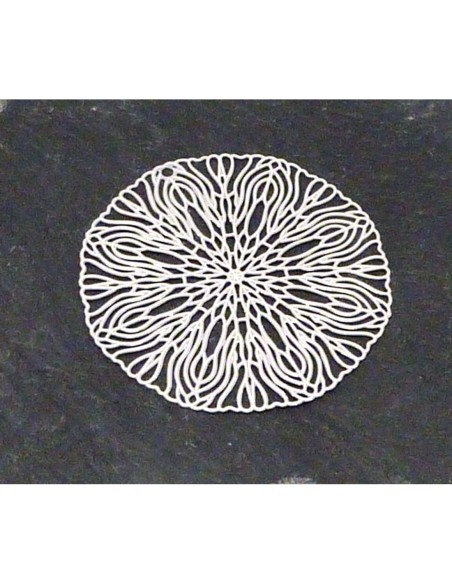 R-2 Estampes en filigrane ronde rosace très fine, légère, travaillé 39,2mm en métal argenté brillant blanc