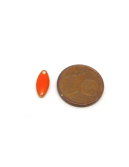 R-5 petites navettes émaillés recto/verso 10,7 x 4,5mm de couleur orange sur base laiton