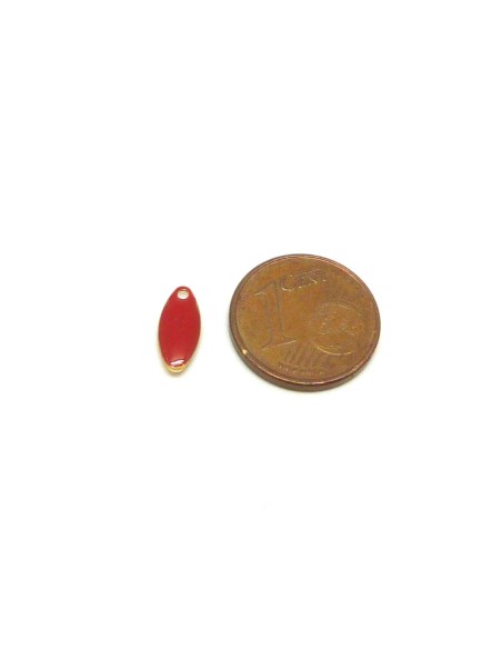 5 petites navettes émaillés recto/verso 10,7 x 4,5mm de couleur rouge marsala sur base laiton