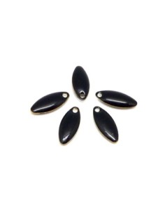 5 petites navettes émaillés recto/verso 10,7 x 4,5mm de...