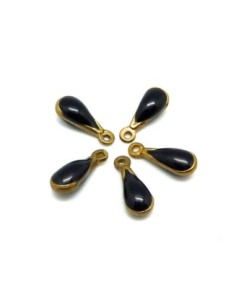 5 petites breloques gouttes émaillés recto/verso 10,7mm...