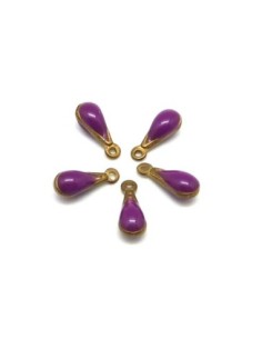5 petites breloques gouttes émaillés recto/verso 10,7mm...