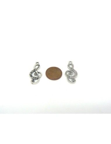 5 Breloques note de musique 28,2mm en métal...
