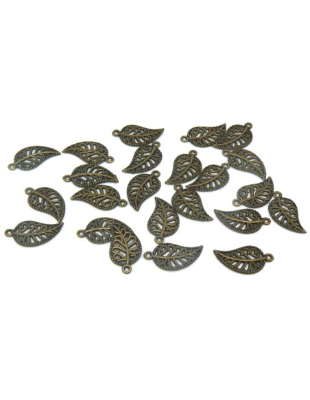 Breloque metal couleur bronze forme feuille Breloque metal couleur bronze forme feuille