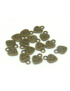 20 Breloques petit coeur 11,9mm une face empreinte de...