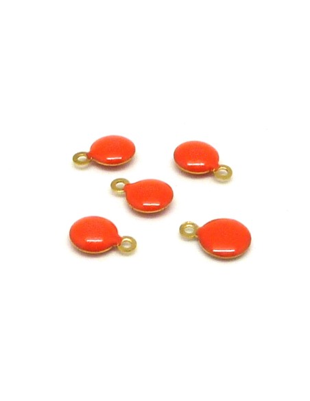 R-5 petites sequins émaillés recto/verso 6,5mm de couleur orange sur base laiton