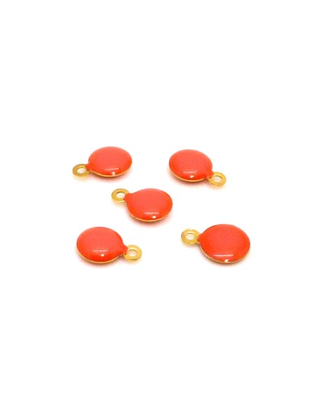R-5 petites sequins émaillés recto/verso 6,5mm de couleur orange sur base laiton