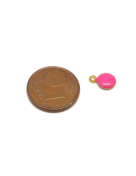 R-5 petites sequins émaillés recto/verso 6,5mm de couleur rose sur base laiton