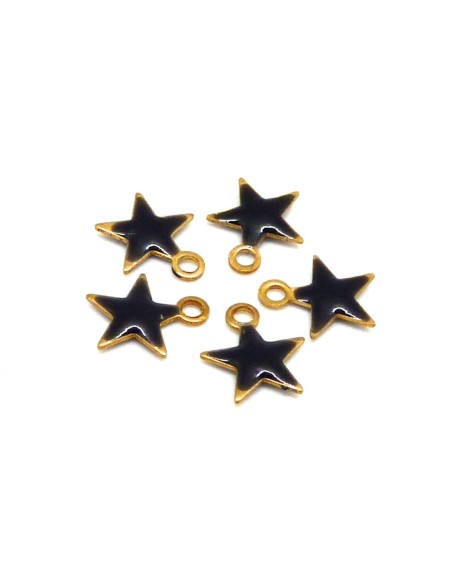 R-5 petites étoiles émaillés recto/verso 7,4mm de couleur noir sur base laiton