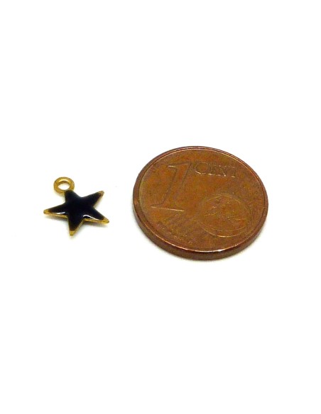 R-5 petites étoiles émaillés recto/verso 7,4mm de couleur noir sur base laiton